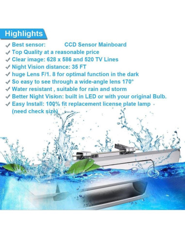 Cámara de visión trasera Toyota Hilux 8 MK8 2015-2019