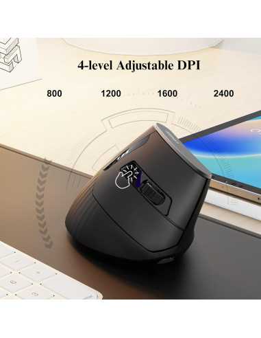 Ratón Vertical Inalámbrico Uineer A06 Ergonómico Negro