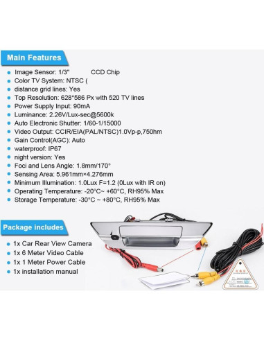 Cámara de visión trasera Toyota Hilux 8 MK8 2015-2019