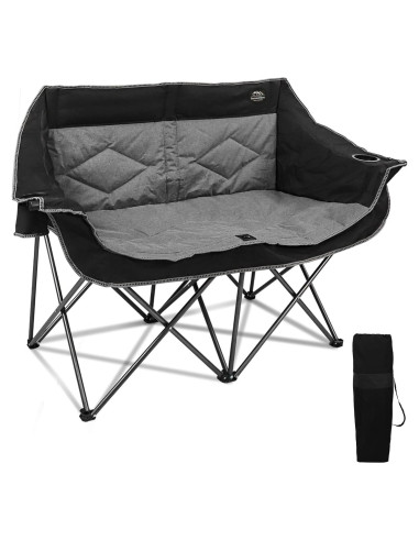 Silla de Camping Doble Plegable LANMOUNTAIN Loveseat Negra