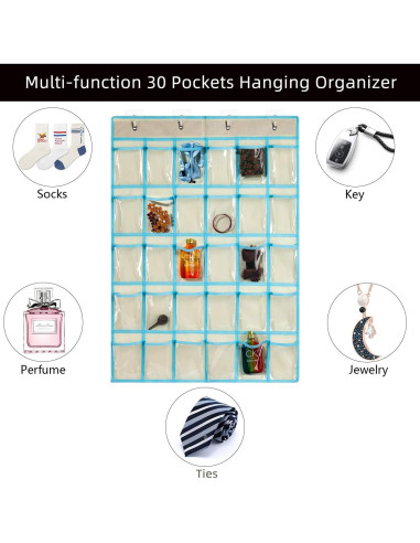 Organizador de Bolsillos Transparentes KEEPJOY 30 Bolsillos Beige