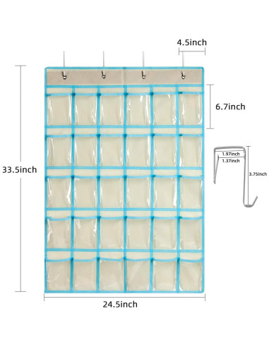 Organizador de Bolsillos Transparentes KEEPJOY 30 Bolsillos Beige