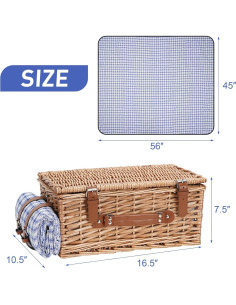 Cesta de Picnic de Mimbre TwentyNext para 2 Personas con Manta Impermeable 2