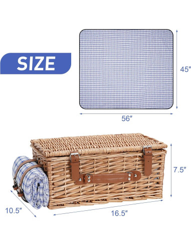 Cesta de Picnic de Mimbre TwentyNext para 2 Personas con Manta Impermeable