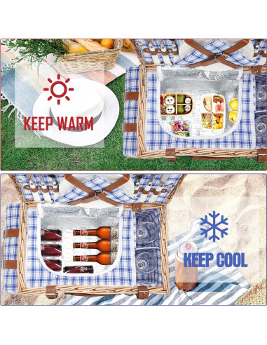 Cesta de Picnic de Mimbre TwentyNext para 2 Personas con Manta Impermeable