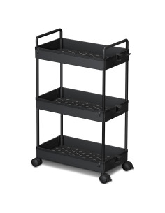 Carro de Almacenamiento Rodante Ronlap 3 Niveles Negro