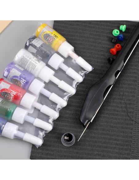 Kit de Tatuaje Hawink con Pluma, 7 Tintas y 20 Agujas