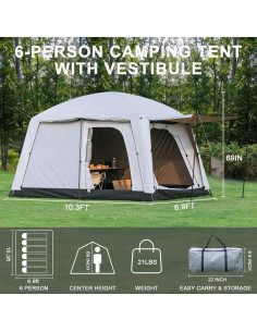 Carpa para 6 Personas Castle Unicorn Impermeable 3.15x2.10m 2