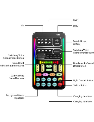 Cambiador de Voz Portátil I9000 con 16 Efectos de Sonido