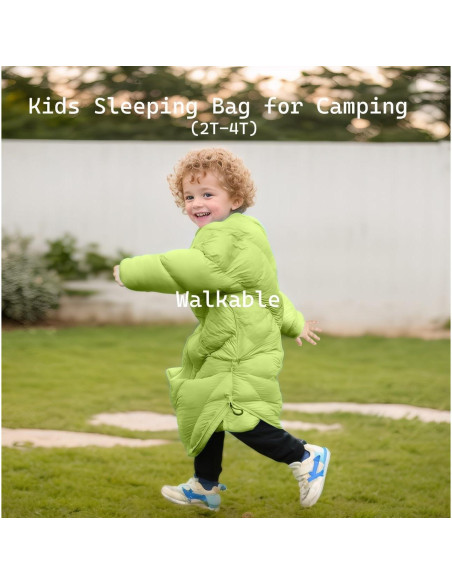 Saco de Dormir Niños AZITREK 2-4 Años Acolchado Verde