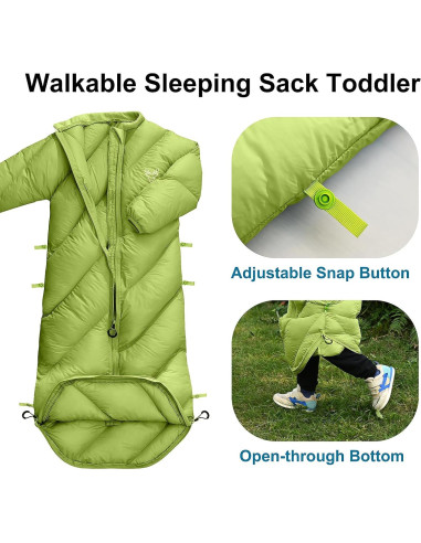 Saco de Dormir Niños AZITREK 2-4 Años Acolchado Verde