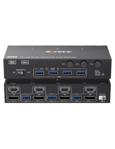 Interruptor KVM HDMI y Displayport 2 Monitores Camgeet 8K