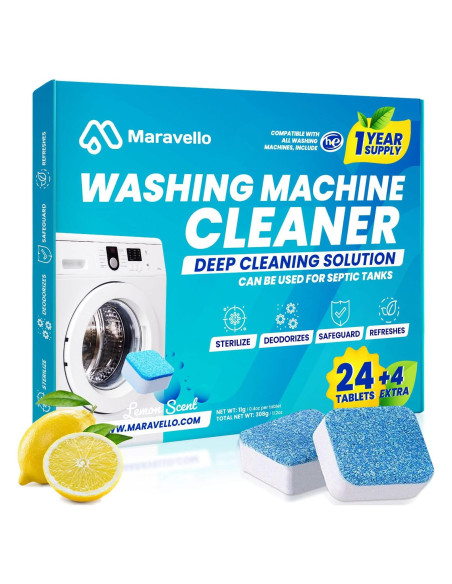 Limpiador de Lavadora Maravello 28 Tabletas Eficientes