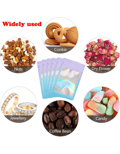 100 Bolsas Holográficas Reutilizables 13.7x19.6 cm ROSSENZURA