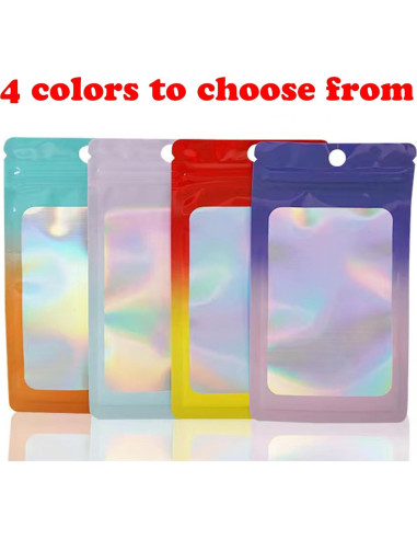 100 Bolsas Holográficas Reutilizables 13.7x19.6 cm ROSSENZURA