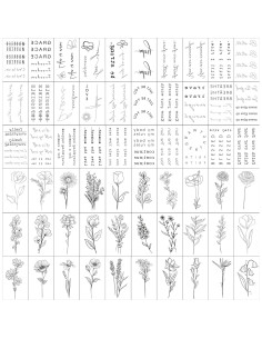 Tatuajes Temporales Realistas TATUWST - 60 Hojas, Frases y Flores 2