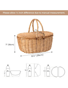 Cesta de Picnic GRANNY SAYS de Mimbre Aislada 40x30cm 2