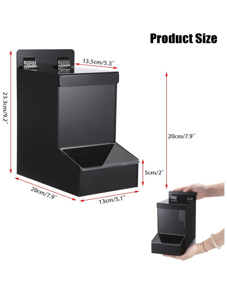 Dispensador Acrílico de Dulces Kokone Negro 25x22x16 cm