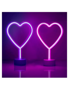 Luz de Neón Corazón LED UrsaMajor - Paquete de 2 Rosa y Púrpura