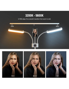 Luz LED NEEWER BH40B Bi-Color Regulable con Soporte Teléfono 2
