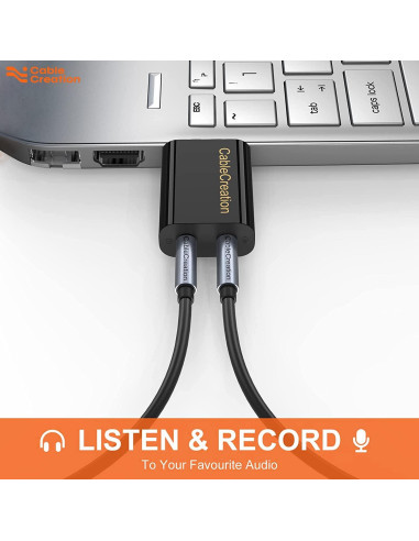 Adaptador de Audio USB CableCreation con Jack 3.5mm Negro