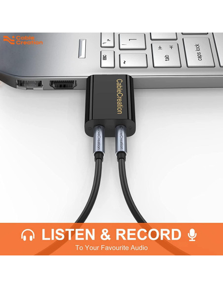 Adaptador de Audio USB CableCreation con Jack 3.5mm Negro
