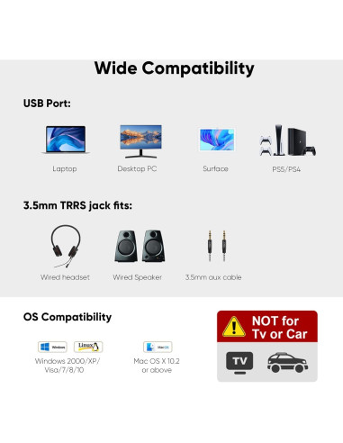 Adaptador de Audio USB CableCreation con Jack 3.5mm Negro