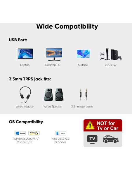 Adaptador de Audio USB CableCreation con Jack 3.5mm Negro