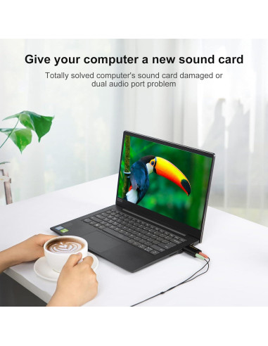 Adaptador de Audio USB CableCreation con Jack 3.5mm Negro