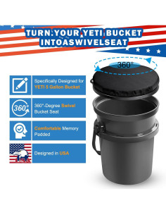 Asiento de Cubo Yeti Ironraw 5 Galones Acolchado 360 Negro 2