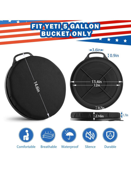 Asiento de Cubo Yeti Ironraw 5 Galones Acolchado 360 Negro