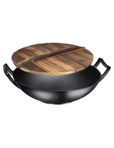 Wok de hierro fundido esmaltado Bruntmor 35.56 cm con tapa