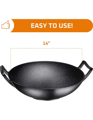 Wok de hierro fundido esmaltado Bruntmor 35.56 cm con tapa