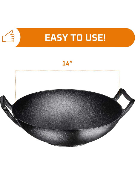 Wok de hierro fundido esmaltado Bruntmor 35.56 cm con tapa