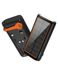 Cargador Solar Power Bank ReeZar 61200mAh con Manivela y 4 Cables