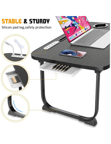 Escritorio de Cama Plegable Fayquaze con Puerto USB y Cajón
