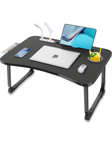 Escritorio de Cama Plegable Fayquaze con Puerto USB y Cajón