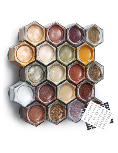 Conjunto de 20 frascos magnéticos Homazing 118ml hexagonales