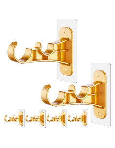 Soportes Adhesivos para Varilla de Cortina Doble Antimbee - 6 Unidades Dorado