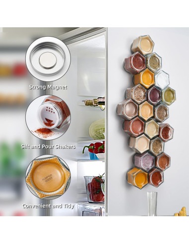 Conjunto de 20 frascos magnéticos Homazing 118ml hexagonales