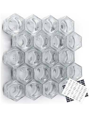 Conjunto de 20 frascos magnéticos Homazing 118ml hexagonales