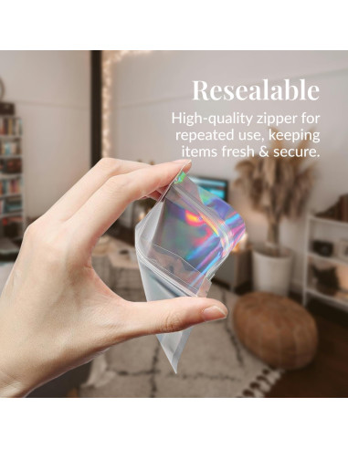 Bolsas Mylar Prestee 10x7.6 cm Holográficas 100 Piezas Resellables