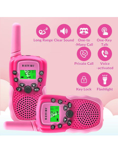 Walkie Talkies para Niñas BATURU 2-Pack Rosa 4-8 Años 2