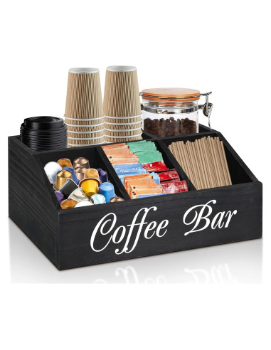Organizador de Estación de Café ugiftt de Madera 21x32.5x13 cm