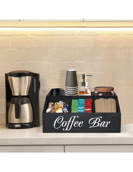 Organizador de Estación de Café ugiftt de Madera 21x32.5x13 cm