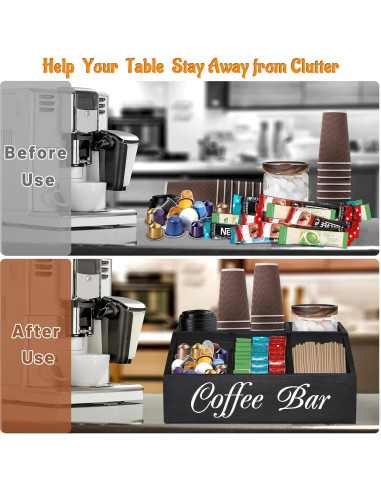 Organizador de Estación de Café ugiftt de Madera 21x32.5x13 cm
