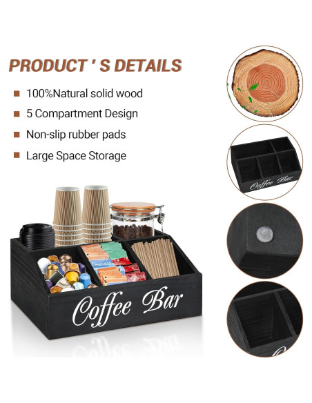 Organizador de Estación de Café ugiftt de Madera 21x32.5x13 cm