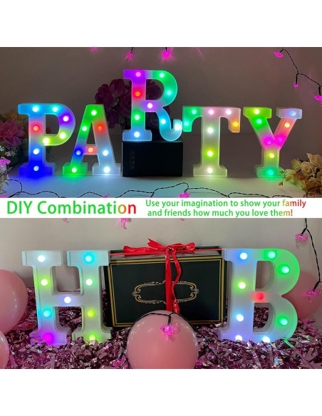 Letras LED Coloridas ENSHUI con Cambio Automático de Color