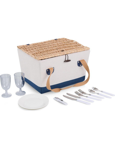 Cesta de Picnic Boardwalk PICNIC TIME para 2 - Lienzo Beige