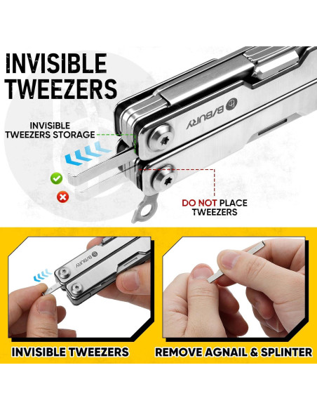 BIBURY Mini Multitool BI2052A 8 en 1 Tijeras de Llavero